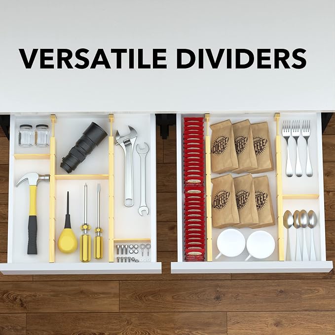 SpaceAid Bamboo Drawer Dividers Inserts, 3 Sizes, 9 Pack