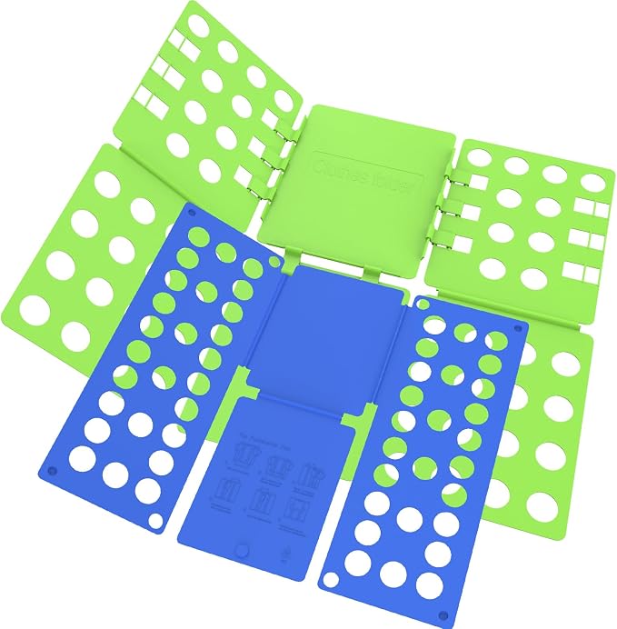 BoxLegend Shirt Folding Board - Easy & Fast Laundry Solution for Kids & Adults (Green & Blue) | Store-Perfect Folds in Seconds, Versatile for All Clothing Types, Covering Everyone's Laundry Needs