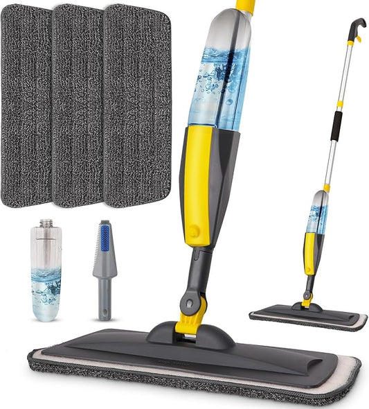 Mops for Floor Cleaning, Spray Mop with 400ml Refillable Bottle and 3 Replacement Pads Dry Wet Floor Household or Commercial Hardwood Laminate Tile Ceramic