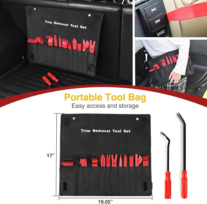 GOOACC Nylon Bumper Fastener Rivet Clips Car Clip Panel Audio Video Dashboard Dismantle Kits Installer Removal Tool (13PCS Trim Removal Tool Set)