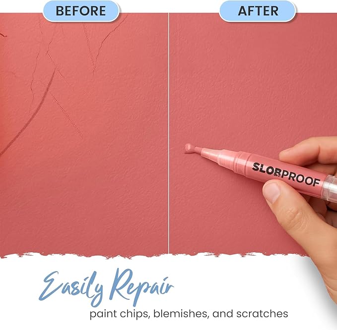 Slobproof Refillable Touch-Up Paint Pen, Mess-Free, Reusable Wall Paint Repair Tool, Precise Application, DIY Home Improvement, Furniture, Arts and Crafts, Patented Design, Easy Storage, Pack of 2
