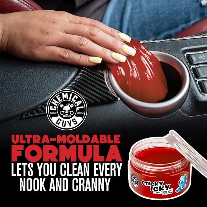 Chemical Guys Sticky Icky Car Cleaning Gel, Green Apple & Sweet Strawberry Scent - Detailing Kit, Car Dust Crevice Cleaner, Slime Auto Air Vent, Cleaning Putty for Keyboard Cleaner (4 Pack) - CJK1004