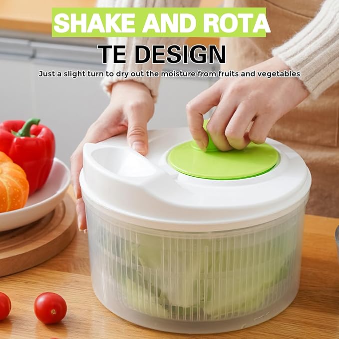 3L Salad Spinner,Fydun Versatile Lettuce Dryer with Colander & Bowl, for Berries, Fruits, and Veggies, White & Green