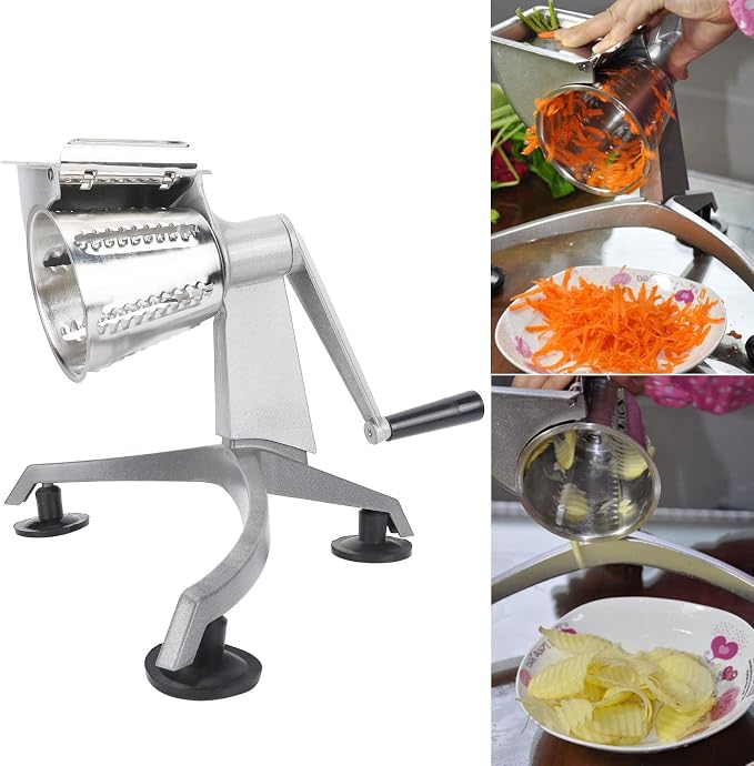 Heavy Duty Vegetable Chopper, Vegetable Cutter,Multi ‑ Functional Hand Crank Vegetable Cutter,Grater Food Processors with 5 Stainl Steel Blade, Food Choppers for Kitchen