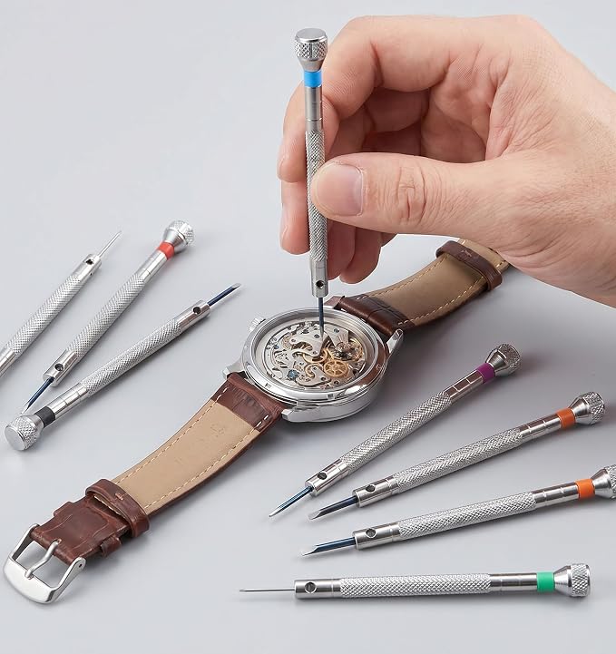Watch Link Screwdriver, 0.6-2.0 mm Precision Watch Repair Screwdriver Set | 8Pcs Watchmaker Screwdriver Set, Small Flathead Screwdrivers for Watch, Eyeglasses, Electronics Repair, Jewelry