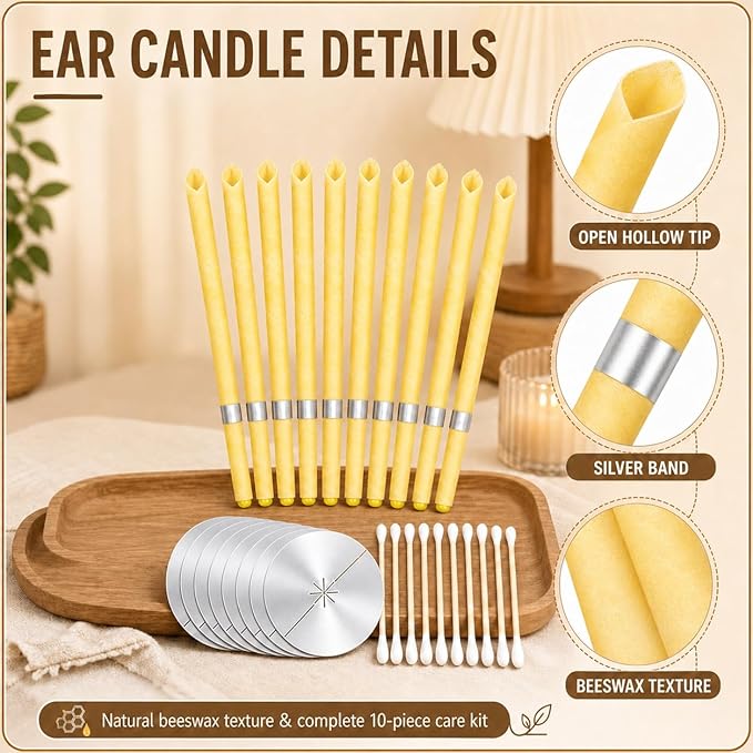Ear Wax Removal Kit- Gentle Ear Cleaning Tool Set with Cotton Swabs, Spacers, Convenient to Use(10 PCS)