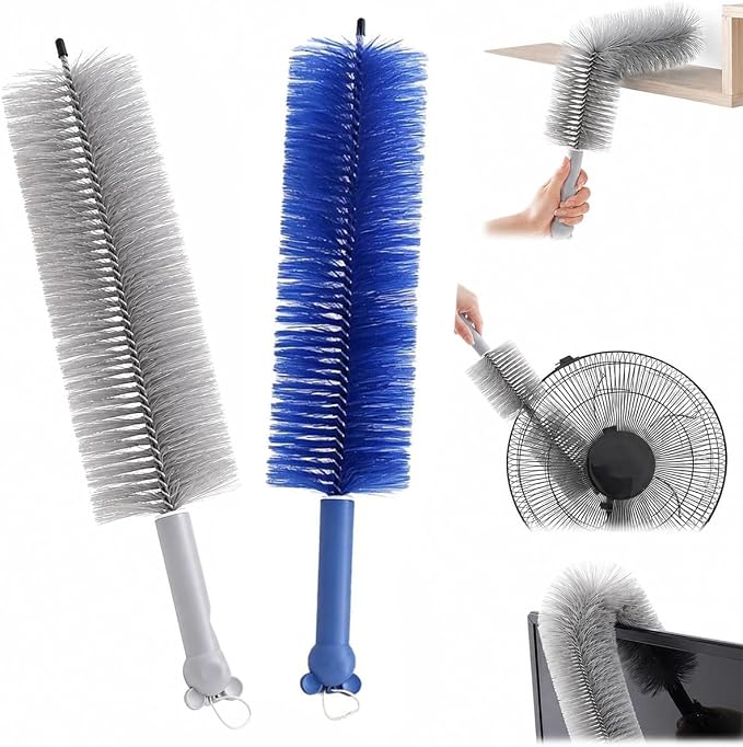 2026 New Bendable Microfiber Duster, Upgrade Reusable Bendable Cleaning Brush for Home Electric Fan Air Conditioner Car Vent Curtains Cleaner(2 Colors)