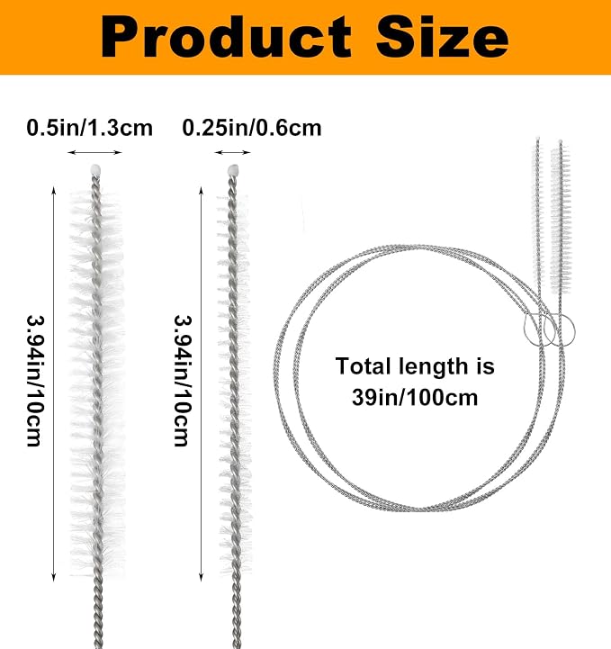 4 Pcs Long Straw Cleaner Brush, Drain Brush Pipe Cleaning 39.4 Inches for Cleaning Straw, Tube, Pipe, Hose, Refrigerator Drain – White