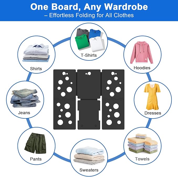 BoxLegend V5 T Shirt Folder Board Clothes Folding Board Durable Black | Laundry Folder,Tshirt Organizer,Plastic,For Adults and Kids,Laundry Sorter and Liner,Flip and Fold