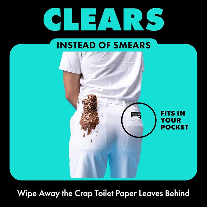 DUDE Wipes On-The-Go Mint Chill Travel Wipes - 2 Pack, 60 Count (Individually Wrapped) - Extra-Large Adult Flushable Wipes - Infused with Tea Tree Oil, Vitamin E, and Aloe - Septic and Sewer Safe