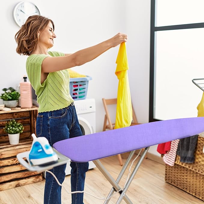 BNDX 15"x54" Ironing Board Cover for Apartments – Lavender Color with Thick Padding, 2" Elastic Edge & Dual Buckles, Scorch & Stain Resistant, Easy Installation