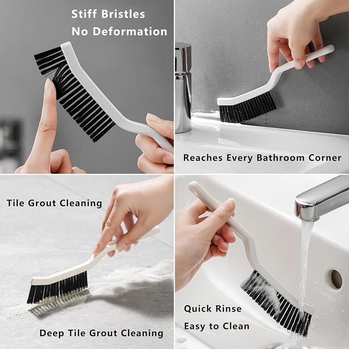 CRAFNEW 18Pcs Crevice Cleaning Brush Set | All-Round Small Space Scrub Brushes for Tile Grout, Window Tracks, Car Air Vents, Kitchen Sinks, Bathroom Narrow Grooves