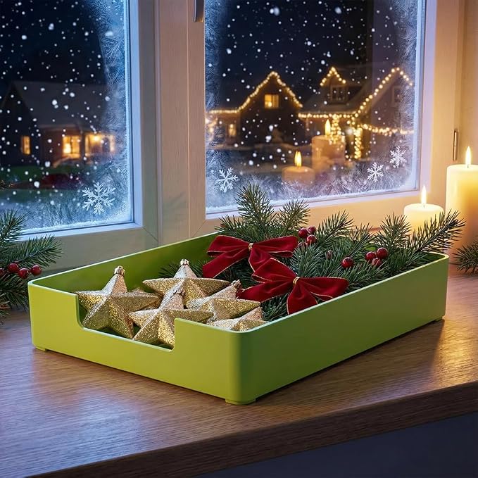 Letter-Size Tray, Desk Drawer Organizer, A4 Plastic Paper Tray for Office, School, Home Storage, and Storage Containers for Gift Wrap, and Crafts (Green)