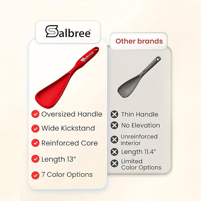 Silicone Spoon Spatula for Cooking - Multifunction Scoop Spatula Spoonula - Heat Resistant Cooking Spoon for Nonstick Cookware - Large Silicone Kitchen Spoon - Seamless Design (Red,2pcs)