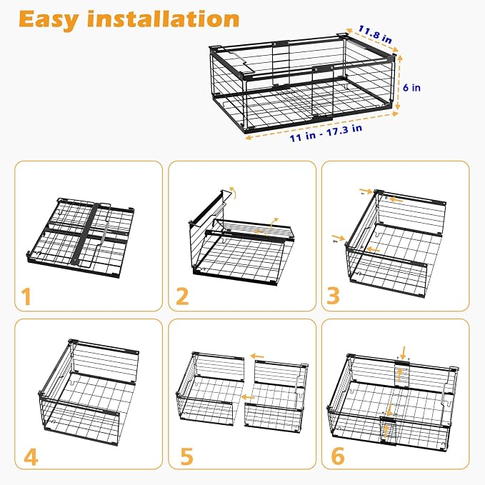 NADAMOO Expandable Chest Freezer Organizer, Stackable Wire Baskets | Adjustable 11-17.3 Inches, Heavy Duty 35 lbs Capacity, Foldable Handles, 360° Airflow, Fits 5-20 Cu Ft Models, 2 Pack