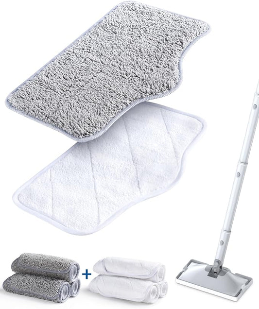 LABIGO Steam Mop Replacement Pads - 6 Pack Machine Washable Microfiber Cloths, Reusable Carpet Cleaning Pads