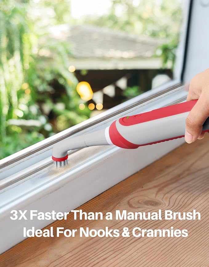 kHelfer Rechargeable Electric Grout Brush, IPX7 Waterproof & Stainless Steel Wire Power Brush, Cordless Cleaning Brush & 5 Replacement Heads for Tile Grout Crevice