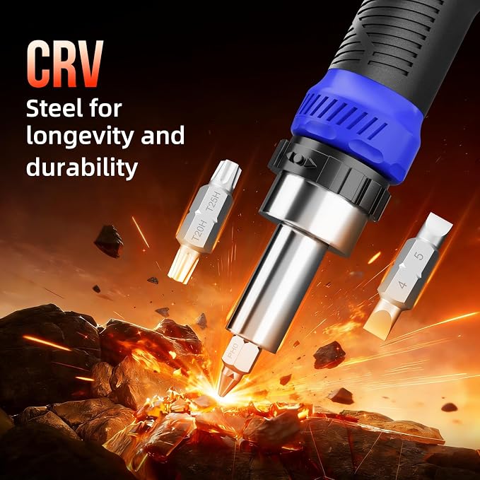26-in-1 Ratcheting Screwdriver Set Multi Screwdriver Tool Kit | All in 1 Ratchet Screwdriver, 12 Double Ended CRV Bits Phillips Slotted Torx Hex, Portable Tool for Home Bike Computer Repair