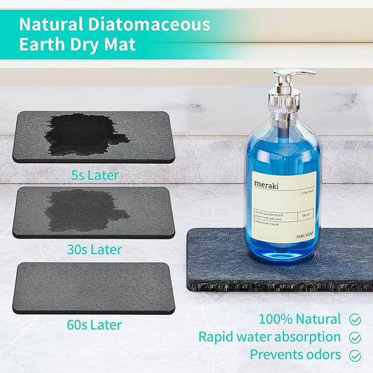 HapiRm Sink Caddy Sponge Holder - Kitchen Sink Organizer with Instant Drying Stone and Brush Holder, Stainless Steel Bathroom Counter Organizer - Black