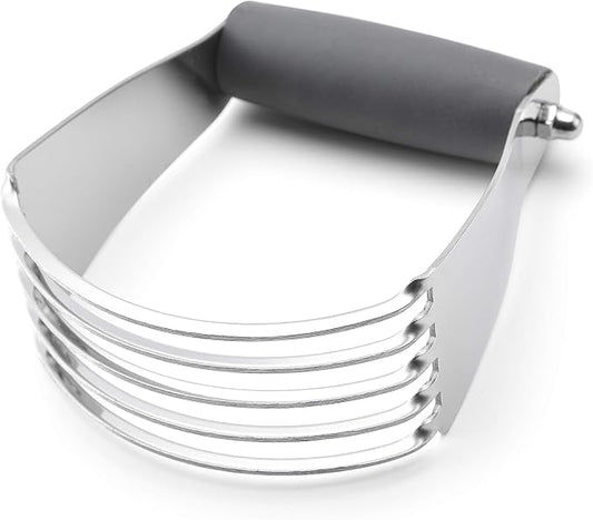 Spring Chef Medium Size Gray Dough Blender For Baking, Professional Dough Cutter Tool, Stainless Steel Pastry Cutter Tool with Durable & Thick Blades, Dishwasher Safe Pastry Blender for Easy Mixing