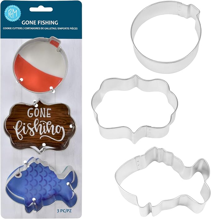 Fishing Themed Cookie Cutter Set by R&M International, Silver
