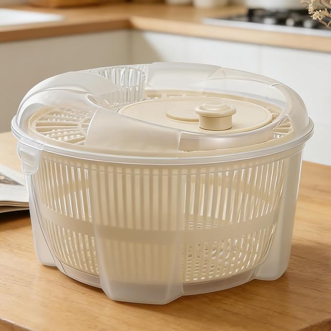 21x21x14cm Salad Spinner - Manual Lettuce Spinner | Salad Dryer With Washer Bowl, Vegetable & Fruit Washer, Lettuce Colander | Vegetable Dryer Bowl For Veggie, Onion, Dumpling Filling, Fresh Crisp