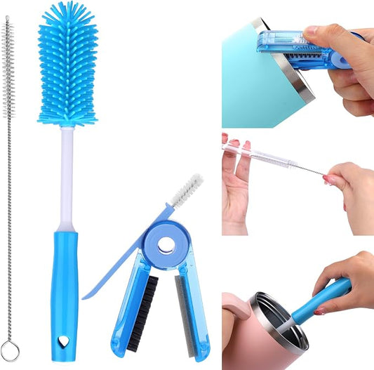 Water Bottle Cleaner Brush Kit for Owala/Stanley/Yeti Tumbler Cup | Multifunctional Bottle Brush and Long Straw Cleaner Brush Set,Cleaning Kit for Baby Bottles,Tumbler Cup Accessories,3 Pack