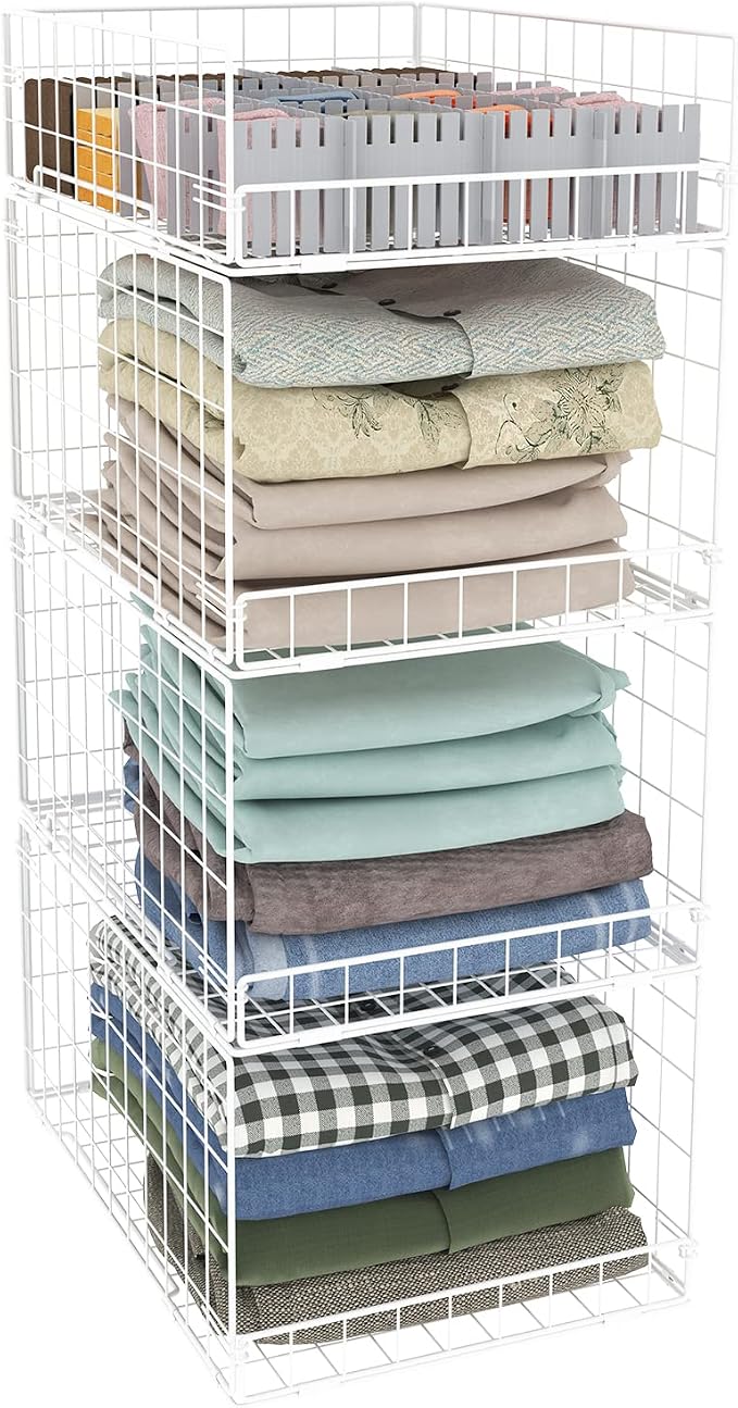 Cidaziya Closet Organizers and Storage Shelves for Clothes, Collapsible Stackable Storage Bins Organizer Baskets Containers Drawers for Truck Camper Closet RV Closets Pantries Cupboard Wardrobe