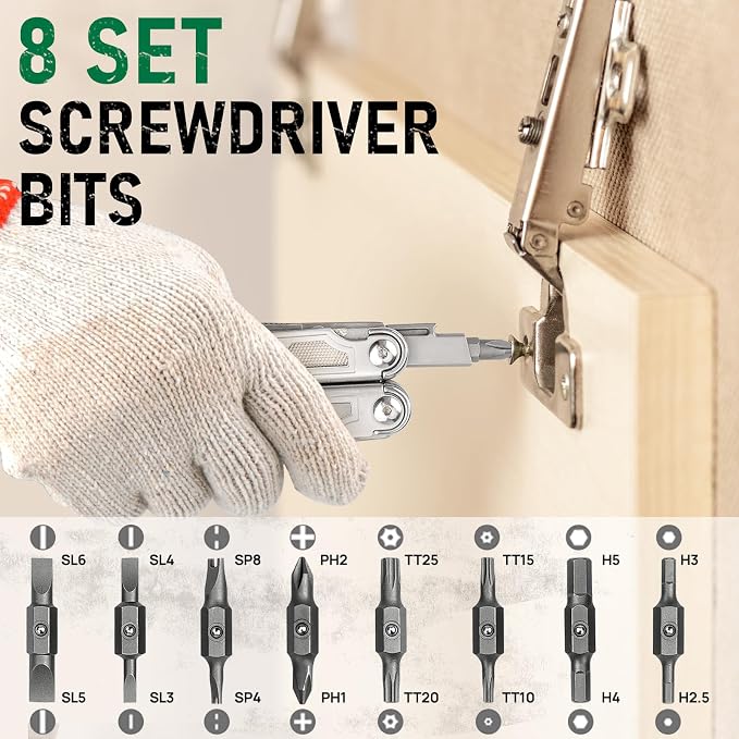 BIBURY Multitool Pliers with 440A Knife & Full Size Scissors, BI2045 | 31-in-1 Multi Tool with Replaceable Wire Cutters, Self-locking EDC Tool with Sheath, Ideal for Outdoor, DIY, Gift for Men