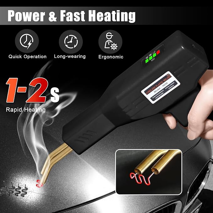ATOLS Upgraded 220W Cordless Plastic Welder, 1000PCS Staples, USB Rechargeable Cordless Car Bumper Repair Kit with 5000mAh Battery,Hot Stapler Kit, Plastic Welding Kit, Plastic Repair Kit