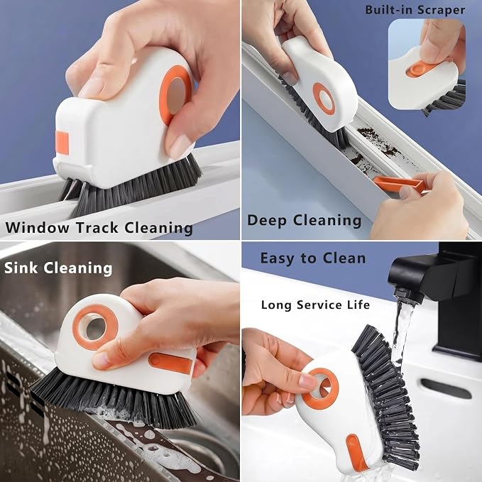 CRAFNEW 15Pcs Window Track Cleaning Brush | Window Sill & Crevice Cleaner for Sliding Door Tracks, Window Seals, Tile Grout, Kitchen Corners and Bathroom Narrow Grooves