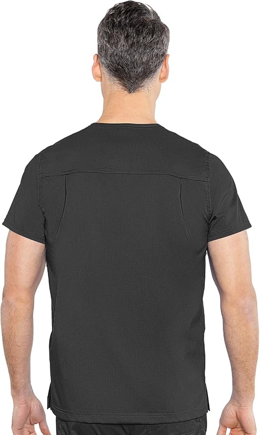 Med Couture Rothwear Touch Mens Scrubs Top 3 Pockets Modern Fit | 2-Way Stretch, Ultra-Soft Fabric, Lightweight Feel, Knit Details, Side Vents, Durable Construction, Easy Care