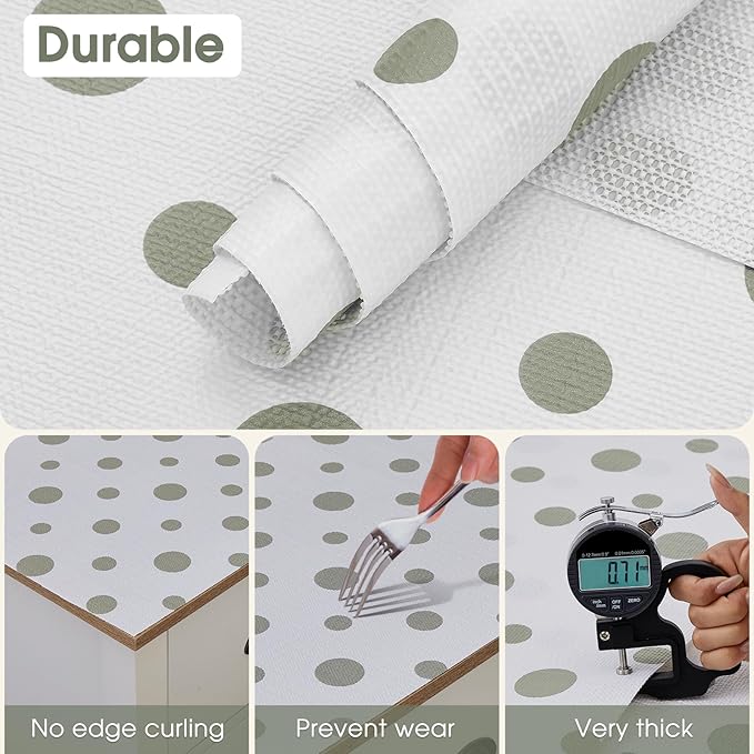 Beautysaid Shelf and Drawer Liner for Kitchen Cabinet Non Adhesive Non Slip | Shelf Paper Waterproof Washable Thickened for Dresser Pantry Shelve Bathroom Protector Liner(Polka Dot,18 in x 20 FT)
