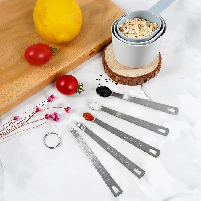 22-Pc Stackable Measuring Cups and Spoons Set with Lid | Includes 1 cover, 16 stackable cups and spoons & 5 mini teaspoons, BPA-free & dishwasher safe, for liquid and dry baking
