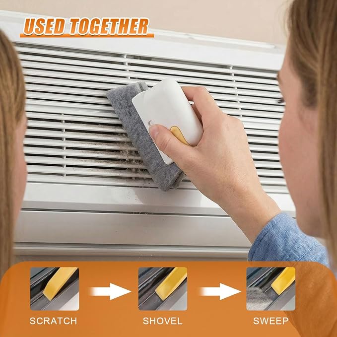 Craedli 5PCS Window Blind Cleaner Duster Tool Set, Washable Microfiber 7-Finger Dusting Brush & Track Cleaning Brush, Multi-Purpose Dust Removal Cleaning Tools for Blinds, Air Vents, Fans& Car(Yellow)
