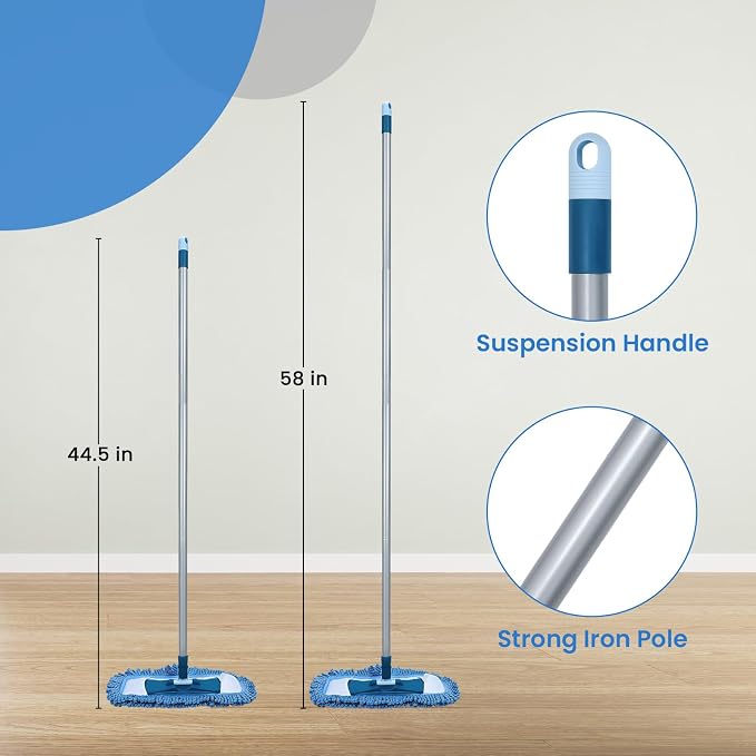 TrueYee Dust Mop for Hardwood Floors with 57" Long Handle Wet & Dry Mops for Catching Pet Hair and Dust Bunny Microfiber Dust Mops for Vinyl, Wood, Tile, Laminate Flooring