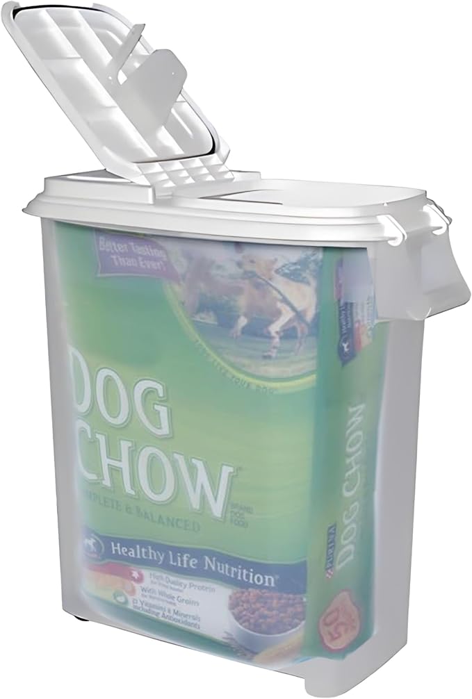 Buddeez Airtight Pet Food Storage Container - 50 QT Capacity Dog Food Storage Container - Cat Food Container, Bird Seed Storage Container, Rolling Storage Bin, Air Tight with White Lid