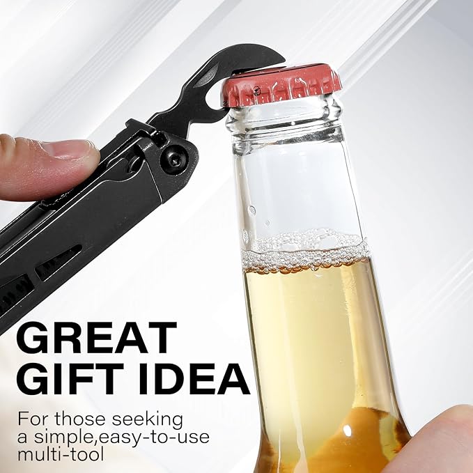 21-in-1 Multitool Pliers w/Safety Locking & Spring-Action Scissors | Nylon Sheath, Premium Stainless Steel EDC Kit for Work, Home, Auto, DIY and Outdoor Tasks, Black