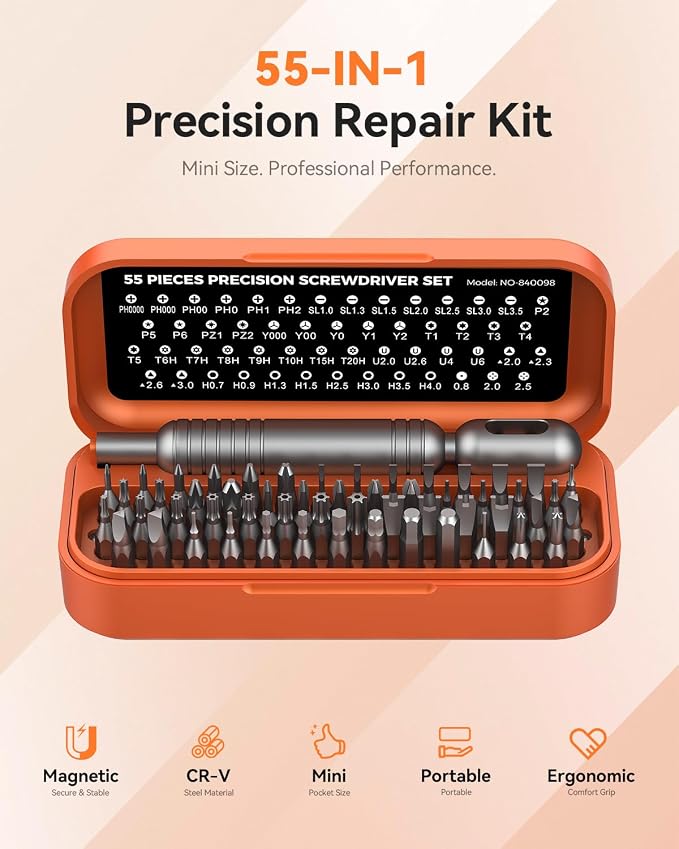 LIFEGOO 55-in-1 Precision Screwdriver Set Mini Magnetic Repair Tool Kit | 54 Magnetic Durable Bits, Compact Magnetic Case for Phone, Laptop, PC, Camera, Watch and Gifts for Men Women