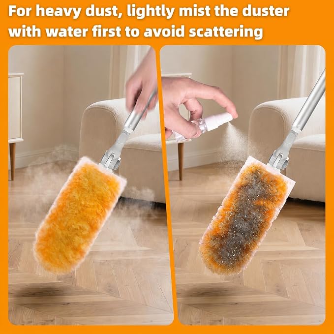 6 ft Extendable Duster Kit with 20 Refills for Swiffer Duster | 360 Heavy Duty Duster Refills, 5X Microfibers Trap Dust, Long Extended Handle for Ceiling Fan, Vents and Hard to reach Areas