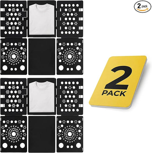 2 Pack Shirt Folding Board Laundry Organizer, Clothes Folding Board, Laundry Folding Table, Plastic Durable Fast Easy Magic Flip T Shirts Dress Pants Towels Adult (Black)