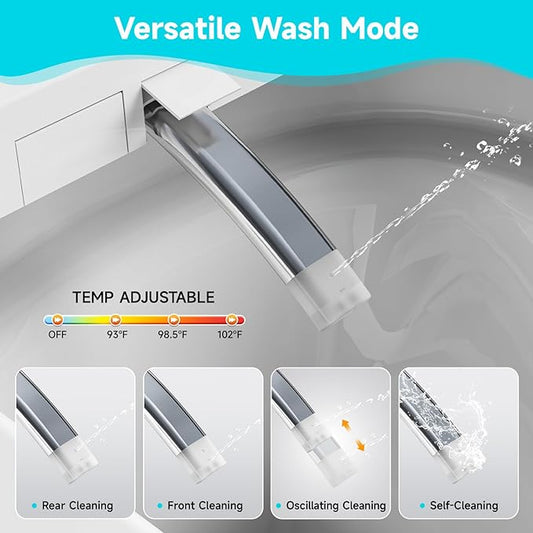 Smart Toilet with Bidet Built in, Elongated One Piece Bidet Toilet with Voice Control, Auto Open/Close Lid, Powerful Auto Flush, Heated Seat, Instant Warm Water, Dryer, Foam Shield, Deodorization