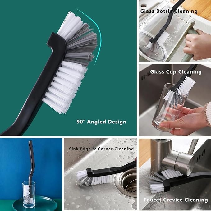 CRAFNEW 18Pcs Crevice Cleaning Brush Set | All-Round Small Space Scrub Brushes for Tile Grout, Window Tracks, Car Air Vents, Kitchen Sinks, Bathroom Narrow Grooves