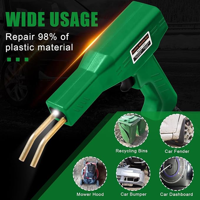 ATOLS Upgraded Plastic Welder, 1000PCS Staples, Pure Copper Transformer, Rapid Heating, Plastic Welding Kit, Hot Stapler Kit, Plastic Welder Gun Kit, Car Bumper Repair Kit, Plastic Repair Kit(Green)
