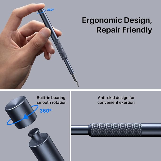 AXTH 128-in-1 Precision Screwdriver Set, Professional Mini Repair Tool Kit | [Bearing Steel] Magnetic Screw Driver for Phone, Computer, Watch, Laptop, Macbook, Ring Doorbell, Eyeglass, Electronic