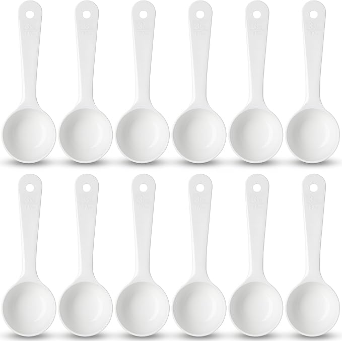 Carlisle FoodService Products Measure Miser Solid Measuring Spoon with Short Handle, 3 Ounces, White (Pack Of 12)