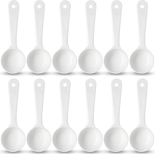 Carlisle FoodService Products Measure Miser Solid Measuring Spoon with Short Handle, 3 Ounces, White (Pack Of 12)