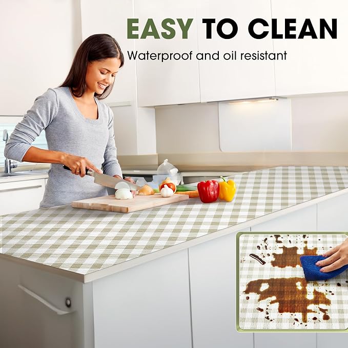 Beautysaid Shelf and Drawer Liner for Kitchen Cabinet Non Adhesive Non Slip | Shelf Paper Waterproof Washable Thickened for Dresser Pantry Shelve Bathroom Protector Liner(Checkered,23.6 in x 20 FT)