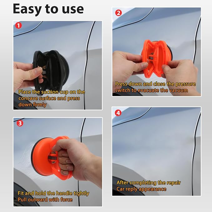 Dent Remover Tool for Car, Car Body Repair Dent Removal Tools, Orange Suction Cup Dent Puller, Hail Damage Repair Kit Dent Puller Tool