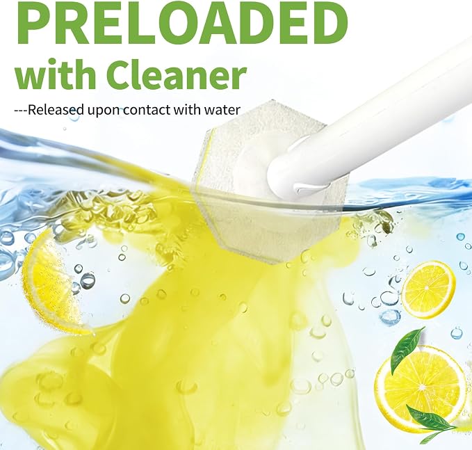 60 Count Toilet Wand Refills for Clorox and Most Named Wand, Lemon Scent | Disposable Toilet Brush Heads, Toilet Bowl Cleaner, Pre-Loaded Cleaning Formula, Lemon Scent, Bathroom Cleaning Supplies
